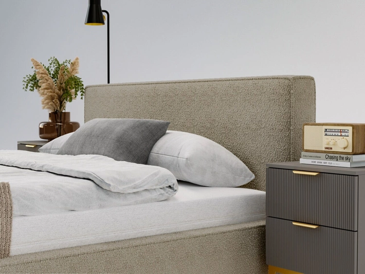 Polsterbett mit Bettkasten und Lattenrost 180x200 Monaco Beige