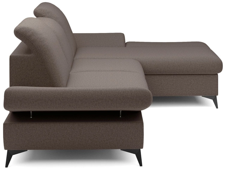 Ecksofa L-Form Rechts mit Schlaffunktion und Bettkasten Hannover Dunkelbraun