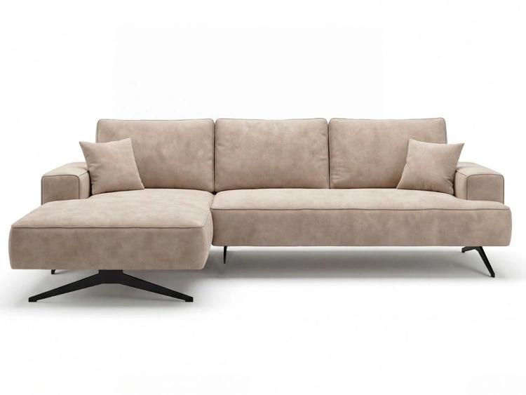 Ecksofa L-Form auf Metallbeinen Leto Links Beige