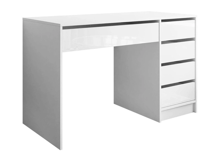 Schreibtisch mit fünf Schubladen Melo Weiß Hochglanz