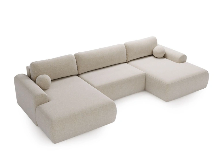 Wohnlandschaft mit Schlaffunktion und Bettkasten Savana Creme
