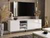 TV-Lowboard mit Türen goldene Beine Vivance Weiß Hochglanz