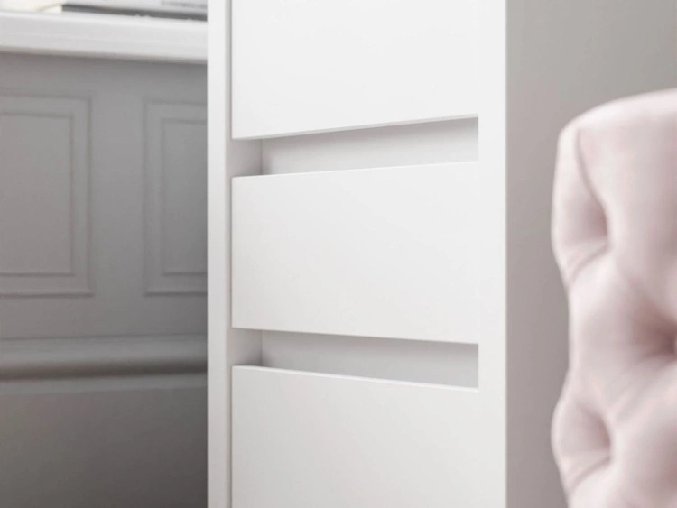 Schminktisch mit Spiegel, Schubladen und LED Nesso Weiß Matt