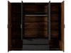 Kleiderschrank mit Spiegel und Schubladen Montreal Kastanie, Schwarz