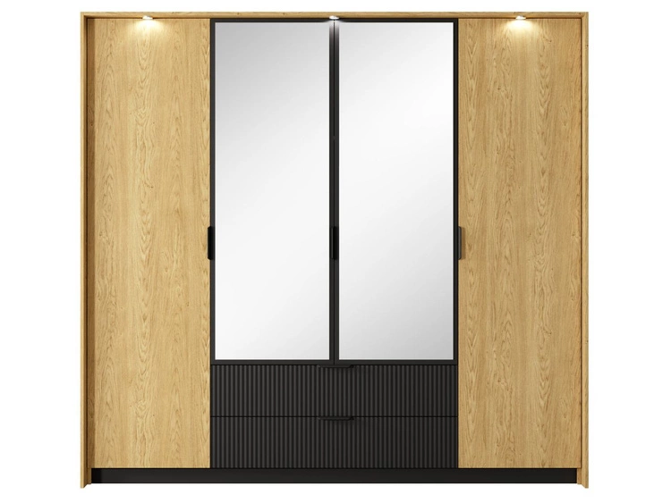 Kleiderschrank mit Spiegel Bolzano Baltische Eiche, Schwarz
