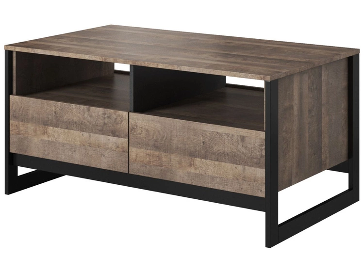 Stilvoll Wohnzimmer-Set Denis Dunkelbraun, Schwarz