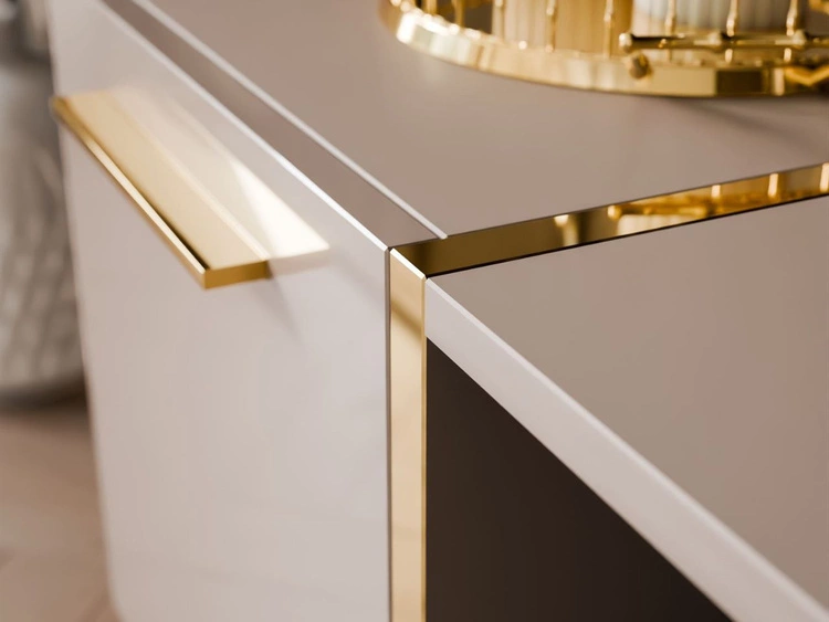 TV-Schrank im Glamour-Stil mit Schränken und Schublade Lunelie Kaschmir Hochglanz