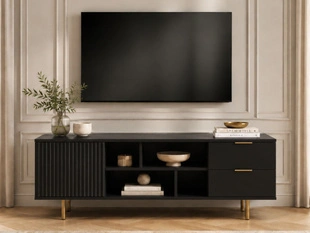 TV-Lowboard mit Schubladen und Türen Ankara Schwarz Matt
