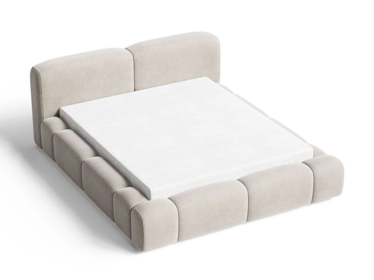 Polsterbett mit Bettkasten und Lattenrost 140x200 Aubi Beige