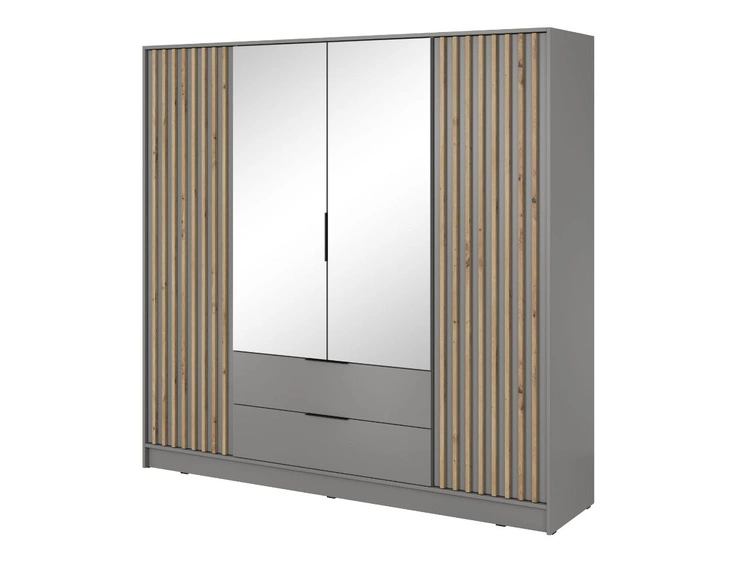 Kleiderschrank mit Spiegel 206 cm Macron Grau, Artisan Eiche