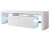 TV-Lowboard mit Türen und Aufsatz 150 cm Nodoo Weiß Hochglanz