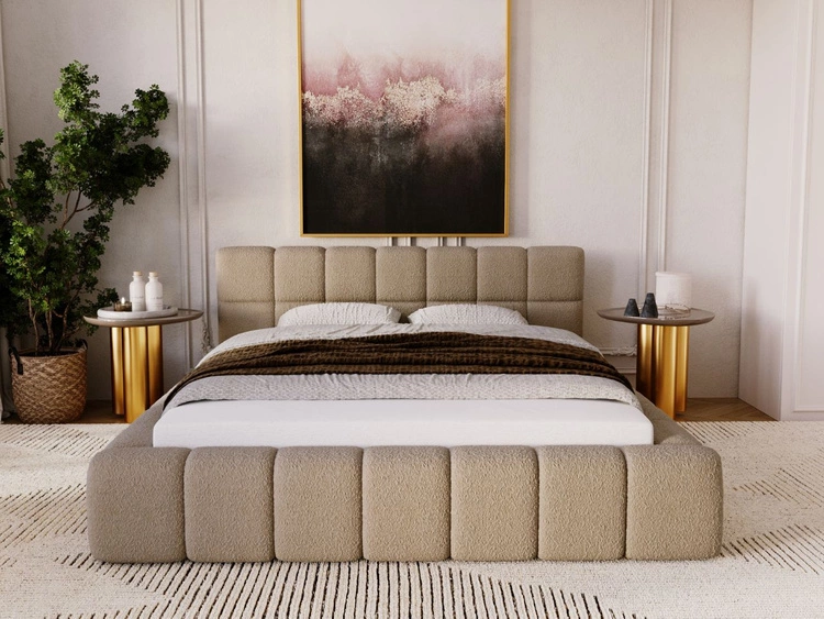 Polsterbett mit Bettkasten und Lattenrost 120x200 Alicante Boucle Braun