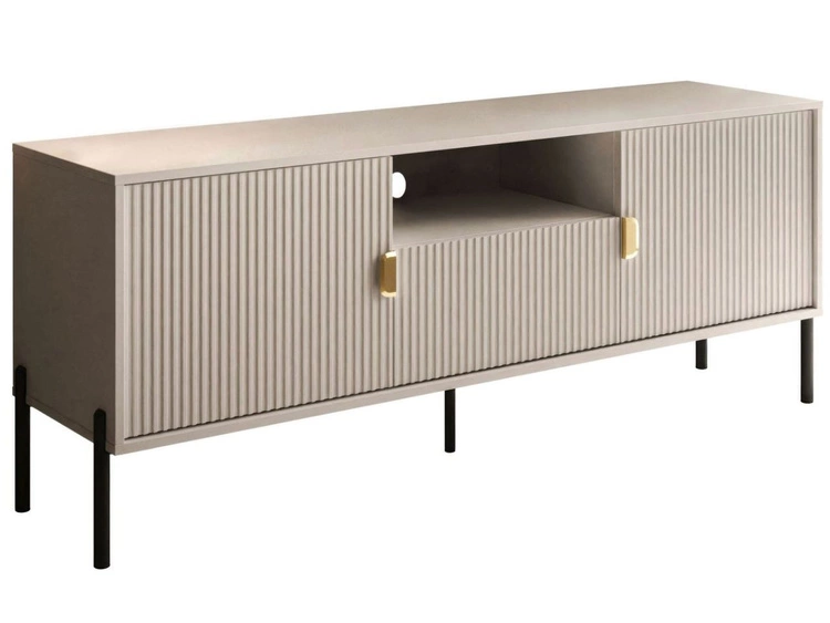 TV-Lowboard zweitürig mit Schublade und schwarzen Metallfüßen Orlean Kaschmir Matt