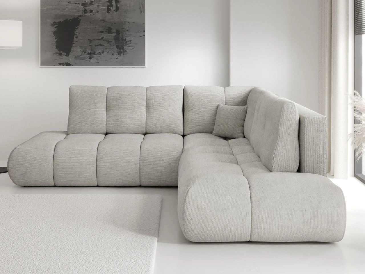 Ecksofa mit Schlaffunktion und Bettkasten Links Kair Hellgrau