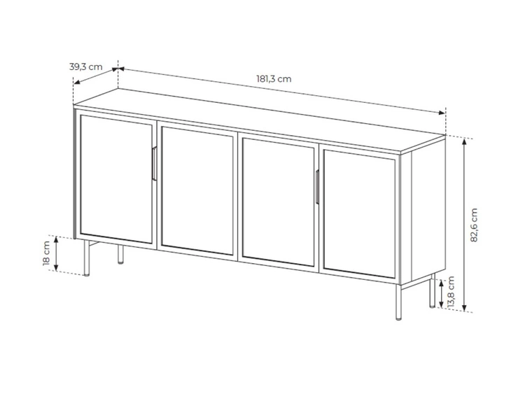 Kommode mit vier Türen Lumina Kaschmir