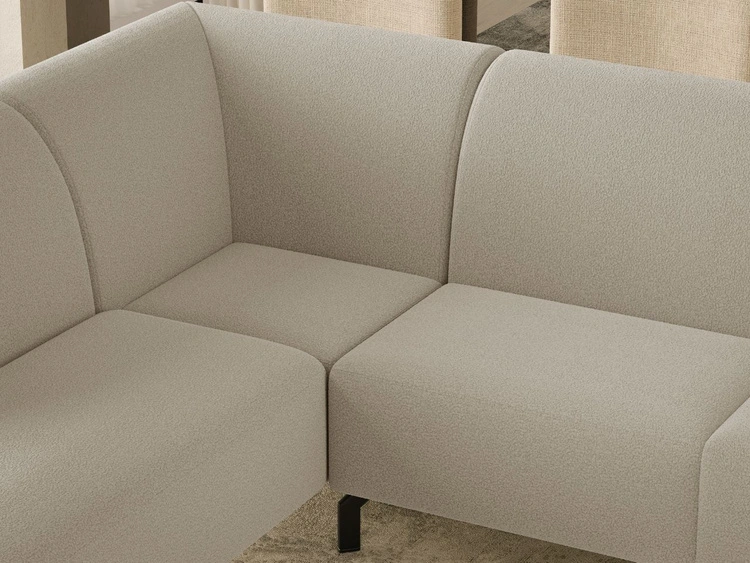 Ecksofa L-Form Links Regento Bouclé-Stoff Beige