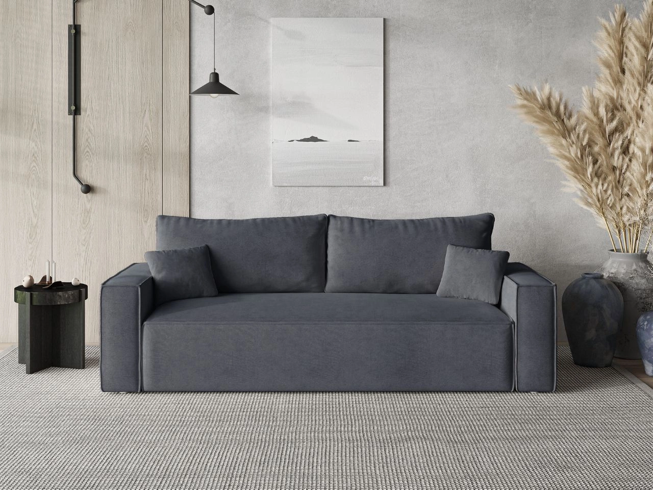 Schlafsofa mit Bettfunktion und Bettkasten Sivra Grau