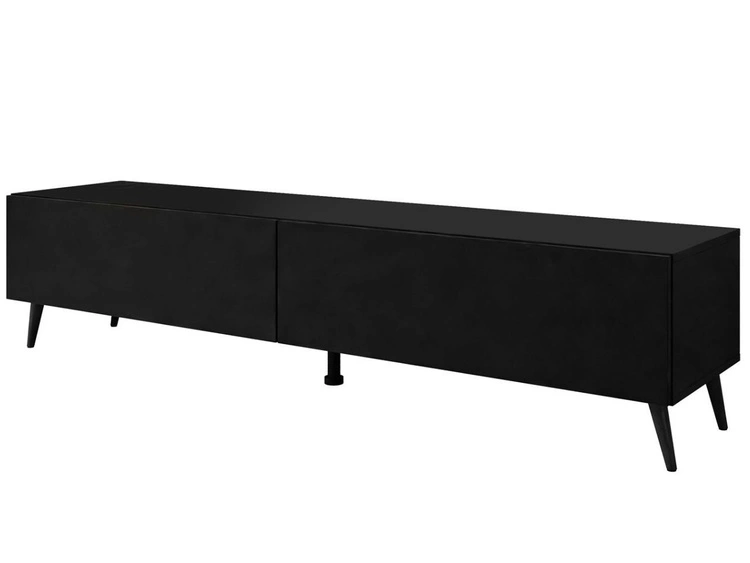 TV-Lowboard mit Türen auf Schwarzen Metallbeinen 175 cm Sorelle Schwarz Matt