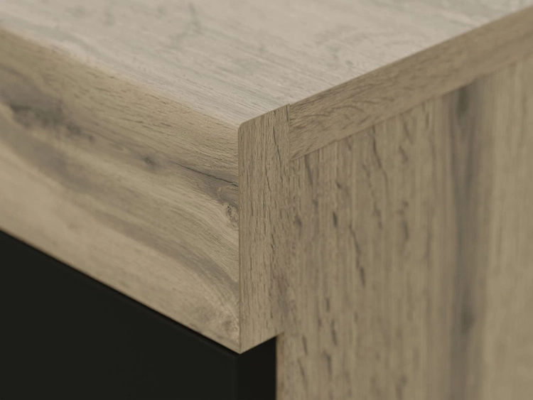 Wohnzimmer-Set im Loft-Stil Asumi Schwarz und Eiche Wotan