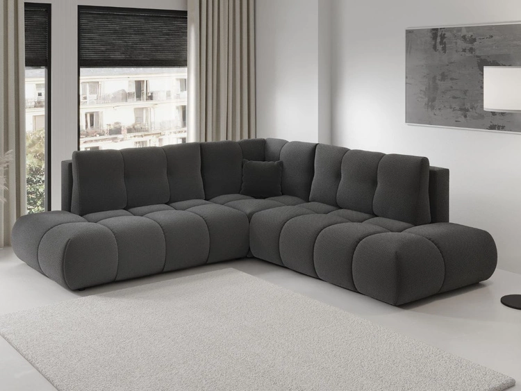 Ecksofa mit Schlaffunktion und Bettkasten Links Kair Graphit