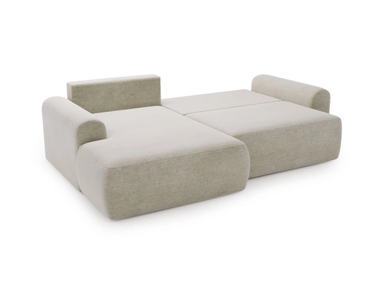 Ecksofa L-Form mit Schlaffunktion und Bettkasten Savana Links Hellbeige
