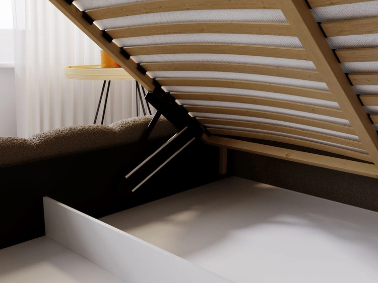 Polsterbett mit Bettkasten und Lattenrost 120x200 Cloud Bouclé-Stoff Braun