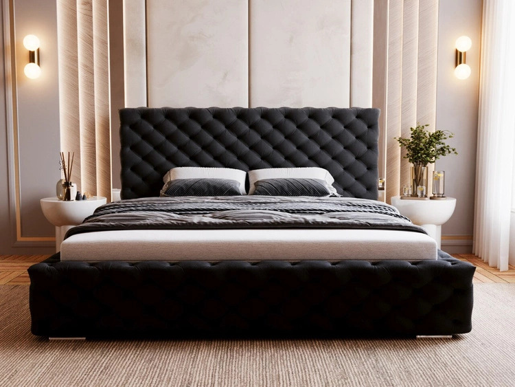 Polsterbett mit Bettkasten und Lattenrost 140x200 Astra Schwarz