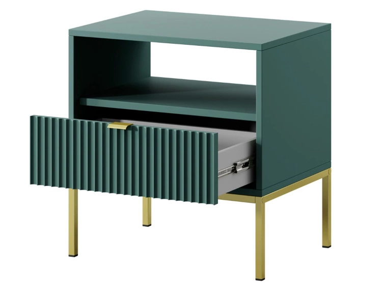 Nachtschrank mit Schublade Amber Grün, Golden Rahmen