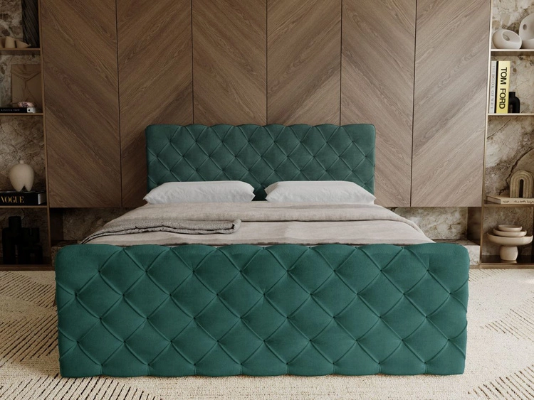 Boxspringbett mit Bettkasten 160x200 Lunaris Grün