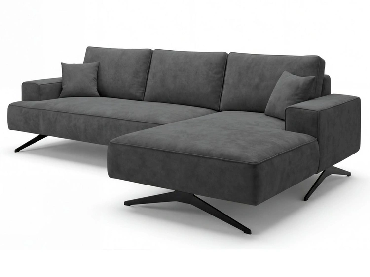 Ecksofa L-Form auf Metallbeinen Leto Rechts Anthrazit