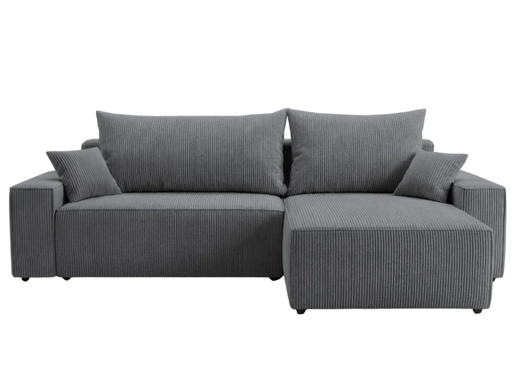 Ecksofa L-Form mit Schlaffunktion und Bettkasten Nivo Graphit