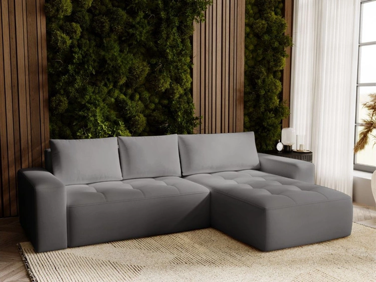 Ecksofa L-Form Rechts mit Schlaffunktion und Bettkasten Portland Grau