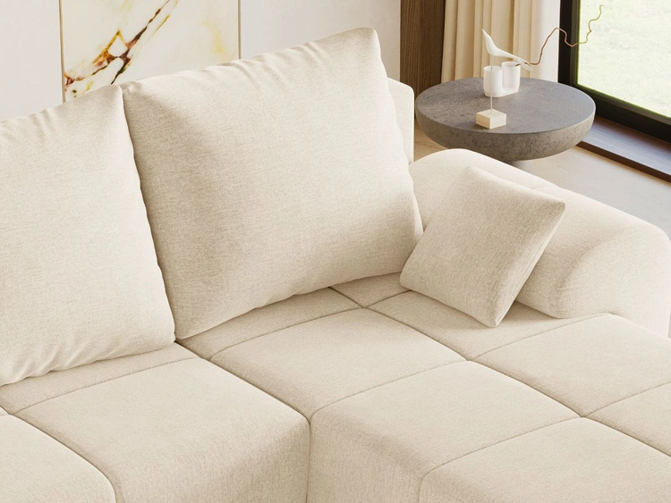 Ecksofa L-Form mit Schlaffunktion und Bettkasten Monti Rechts Beige
