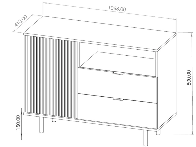 Kommode mit Türe und Schubladen Ankara Schwarz Matt