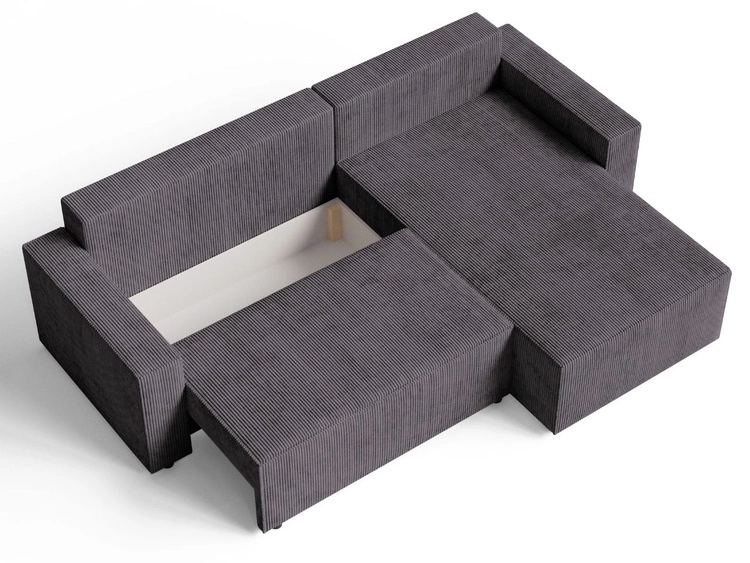 Ecksofa L-Form mit Schlaffunktion und Bettkasten Nivo Graphit