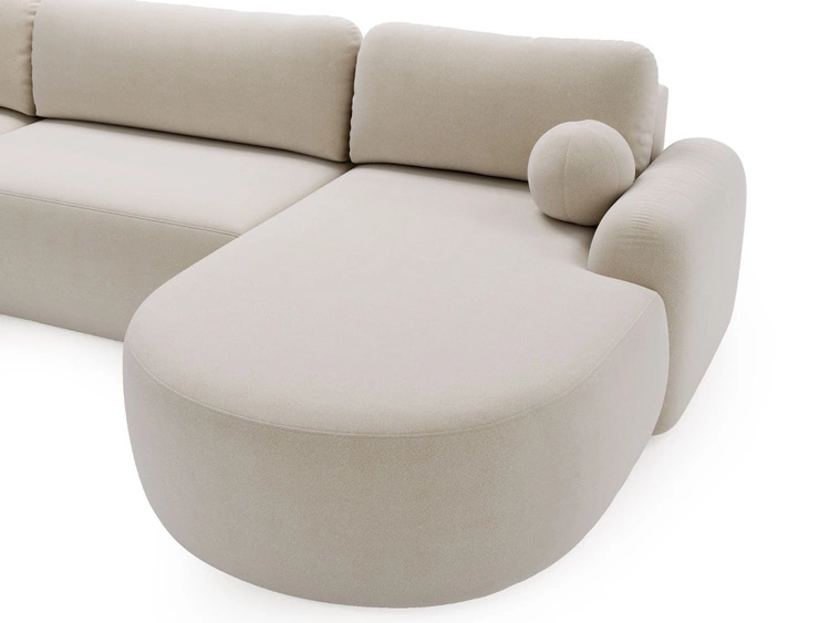 Wohnlandschaft mit Schlaffunktion und Bettkasten Aurio Creme