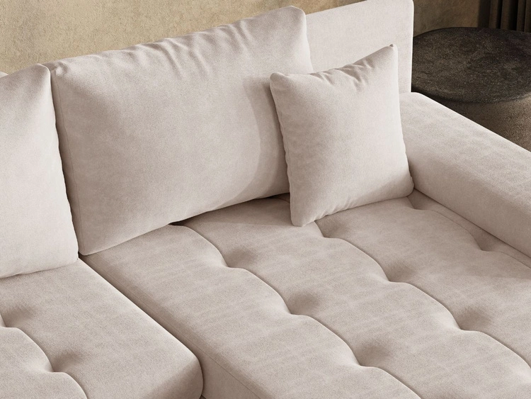 Ecksofa L-Form mit Schlaffunktion und Bettkasten Sonia Beige