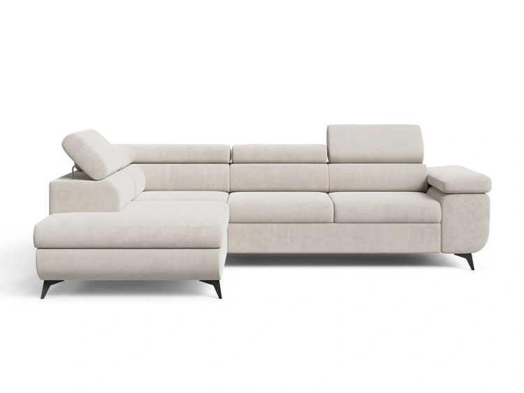 Ecksofa mit Schlaffunktion und Bettkasten Argon Links Beige