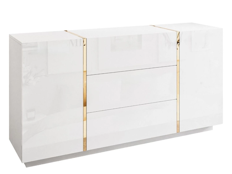 Wohnzimmer-Set im Glamour-Stil Lunelie Weiß Hochglanz