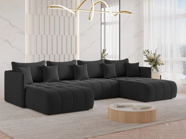 Wohnlandschaft mit Schlaffunktion und Bettkasten Ardi U Anthrazit