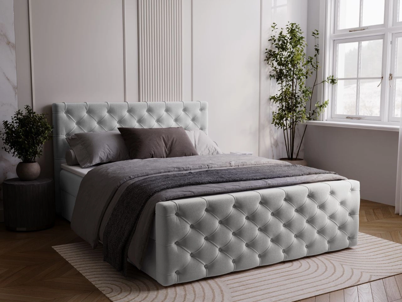 Boxspringbett mit Bettkasten 180x200 Montego Hellgrau