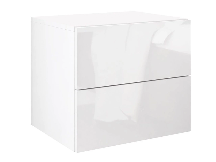 Hängender Nachttisch mit zwei Schubladen Nuveo Lux Weiß Hochglanz