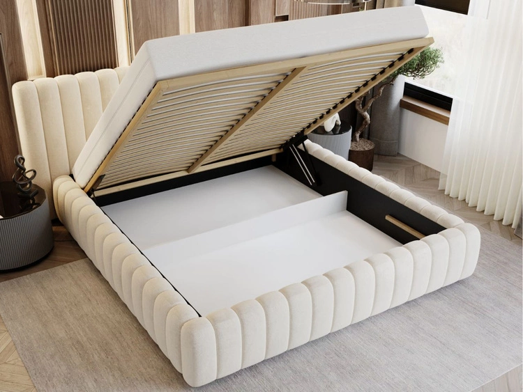 Polsterbett mit Bettkasten und Lattenrost 160x200 Bliss Beige