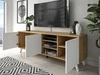 TV-Lowboard mit Türen und weißen Beinen Vivance Weiß & Eiche Artisan