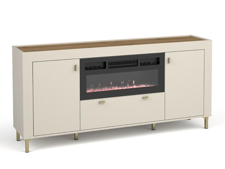 Kommode mit Türen, Schublade und Kamin Messina Kaschmir