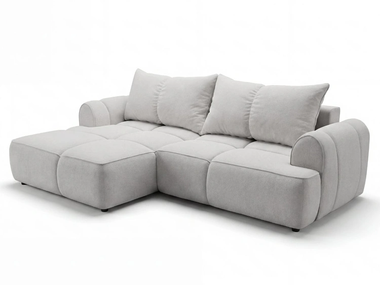 Ecksofa L-Form Links mit Schlaffunktion und Bettkasten Bonno Grau
