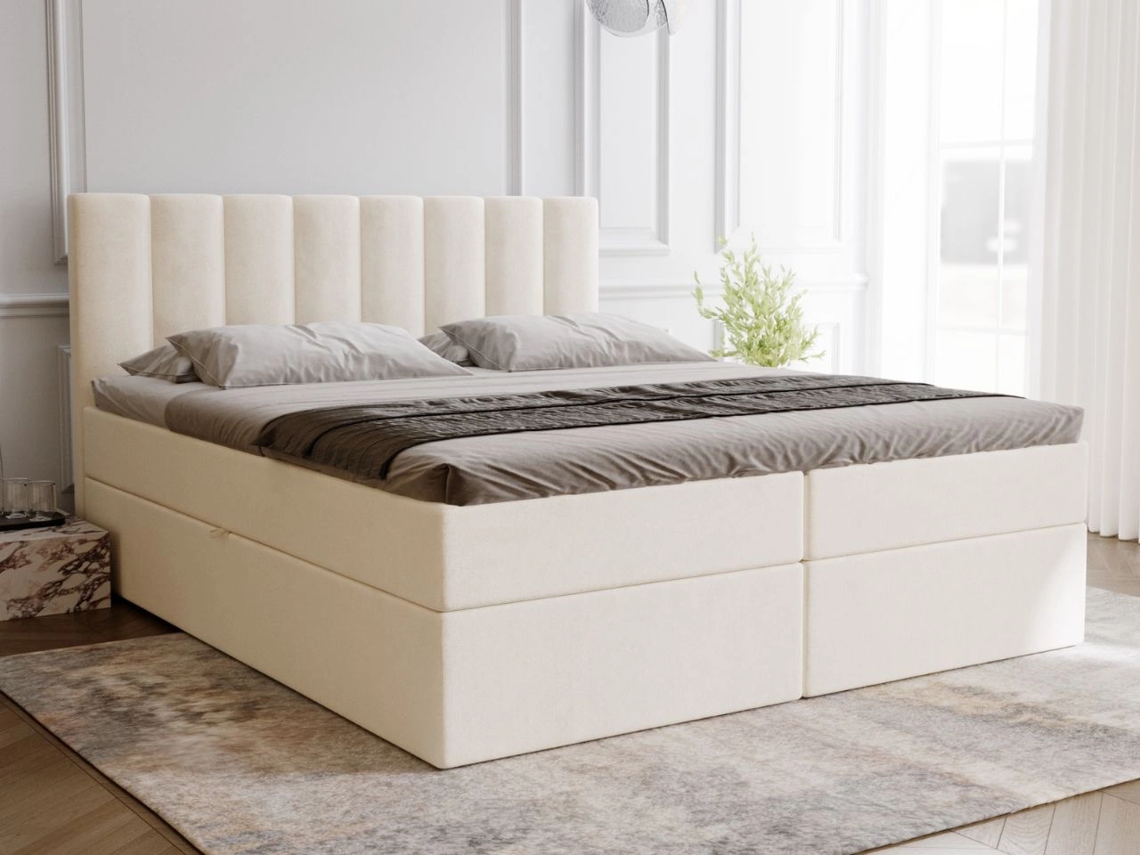 Boxspringbett mit Bettkasten 140x200 Mocca Beige