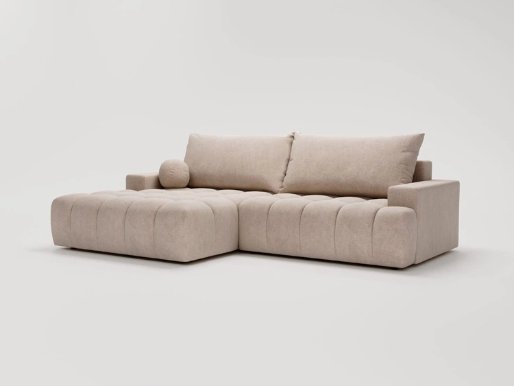 Ecksofa L-Form mit Schlaffunktion und Bettkasten Havi Links Beige