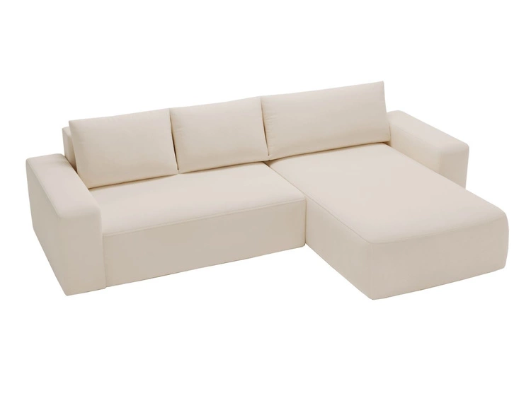 Ecksofa L-Form Rechts mit Schlaffunktion und Bettkasten Tazones Beige