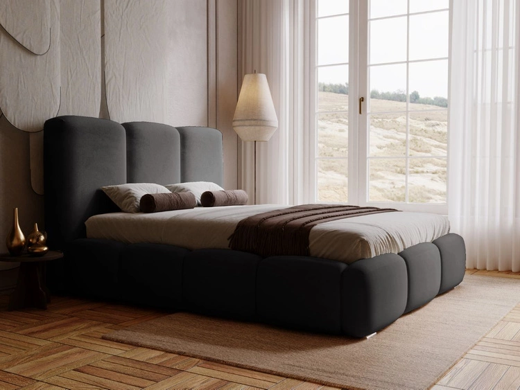 Polsterbett mit Bettkasten und Lattenrost 200x200 Bubble Schwarz